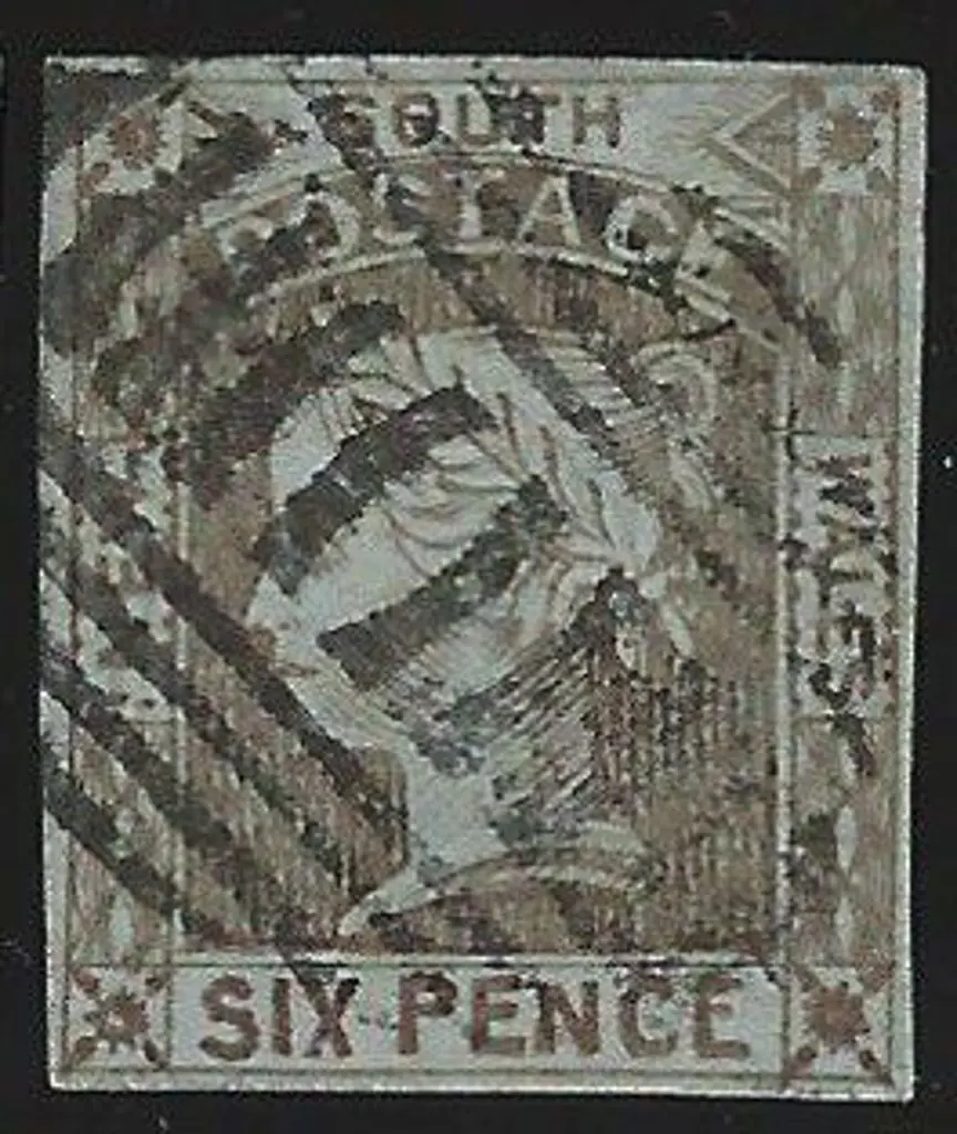 1853 6d grey brown re-engraved "laureate" with 4 ... Image 1++