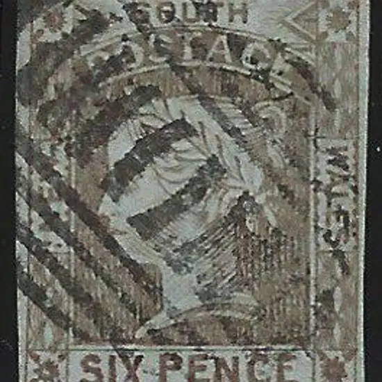 1853 6d grey brown re-engraved "laureate" with 4 ...