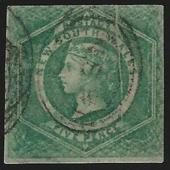 1854 5d dull green 2 margin example good used with ...