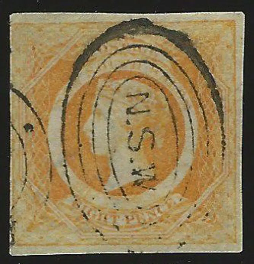 1854/59 8d golden yellow imperf with 3 clear ... Image 1++