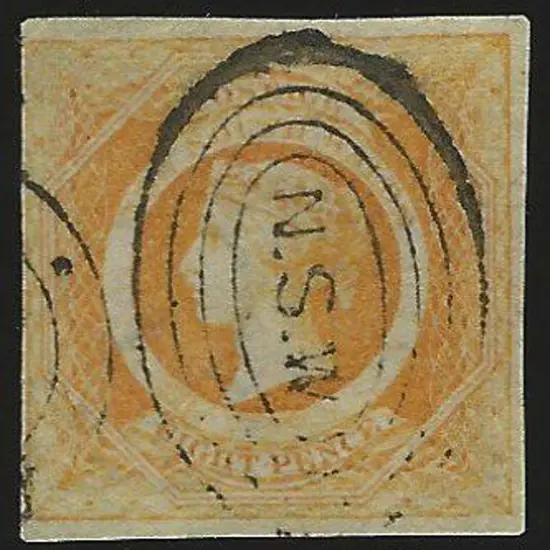 1854/59 8d golden yellow imperf with 3 clear ...
