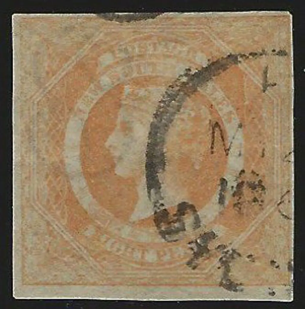 1854/55 8d dull yellow orange imperf. Used with ... Image 1++