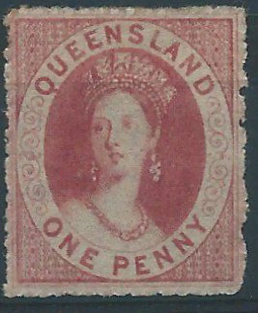 1860/61 1d carmine-rose Chalon with rough perf ... Image 1++