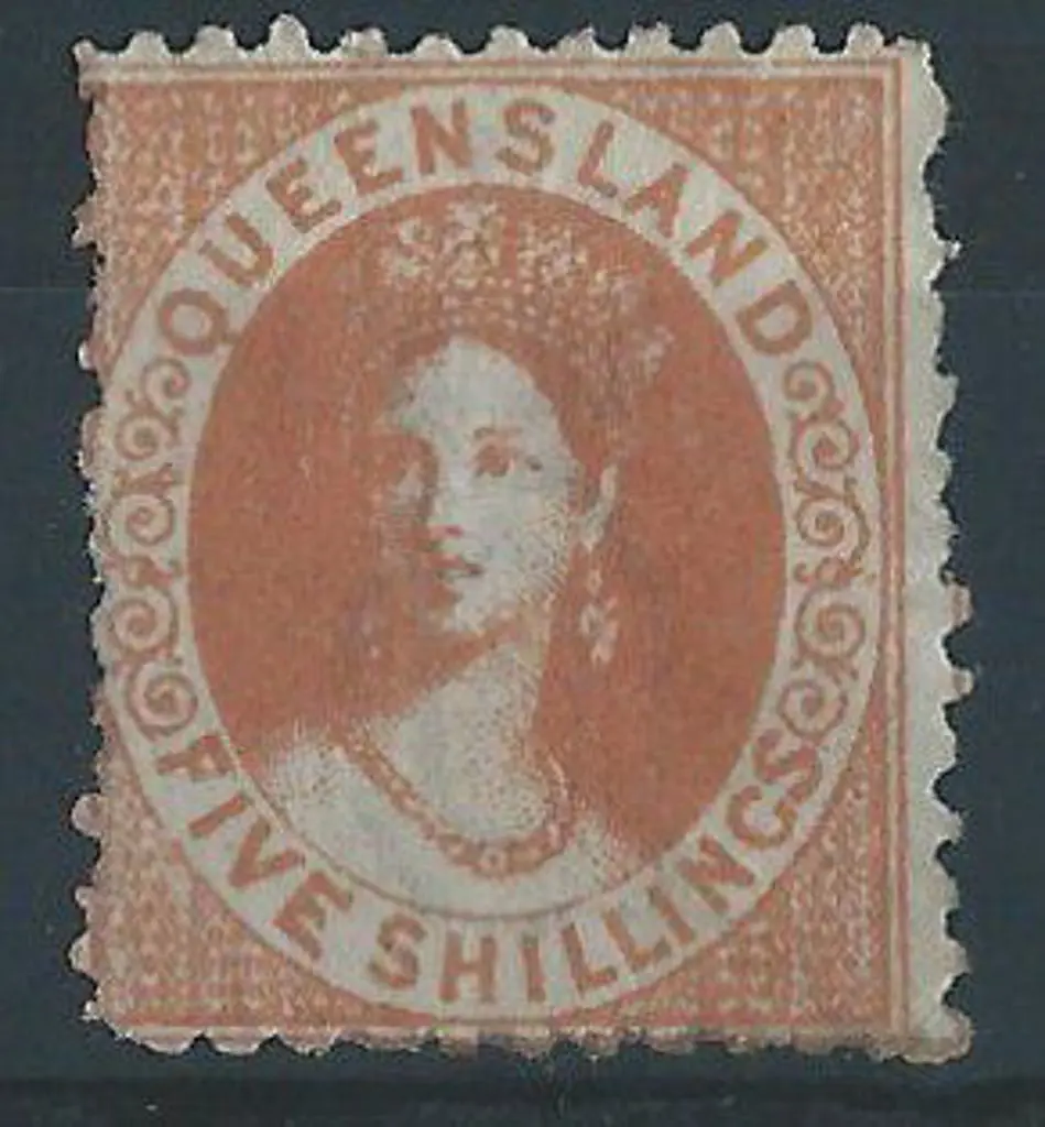 1880 5/- yellow ochre litho. MLH with uneven perfs ... Image 1++