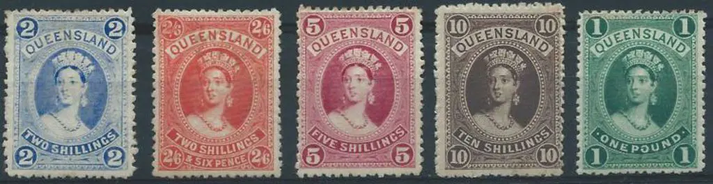 1882/95 2/- to £1 large Chalons ,3rd crown/Q wmk ... Image 1++