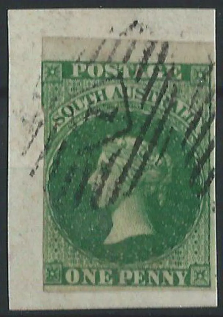 1855 1d dark green on small piece tied by crisp ... Image 1++