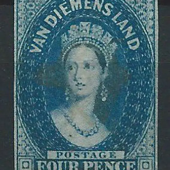 1855 4d deep blue, large star wmk. No gum, ...