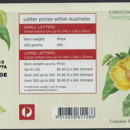 2013 $6 Flowering Shrubs S/A booklet overprinted ...