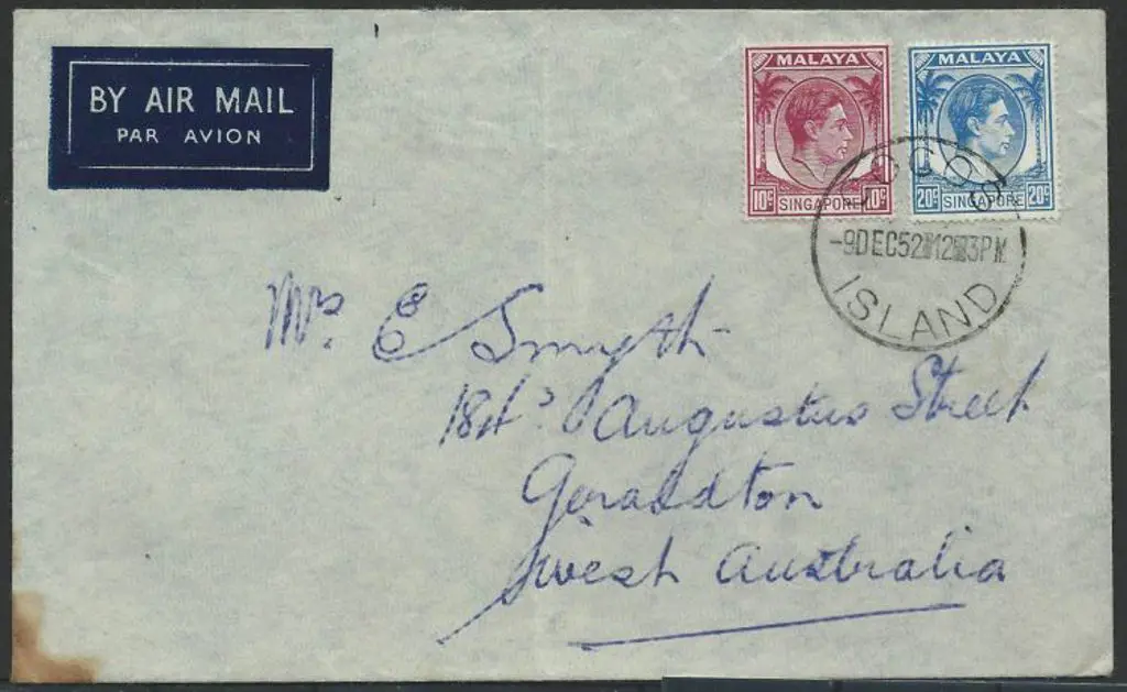 1952 (9th Dec) cover to WA by airmail bearing ... Image 1++