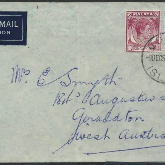 1952 (9th Dec) cover to WA by airmail bearing ...