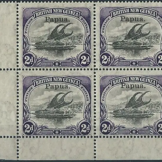 1907 2d small "Papua" ovpt on thin paper. Corner ...