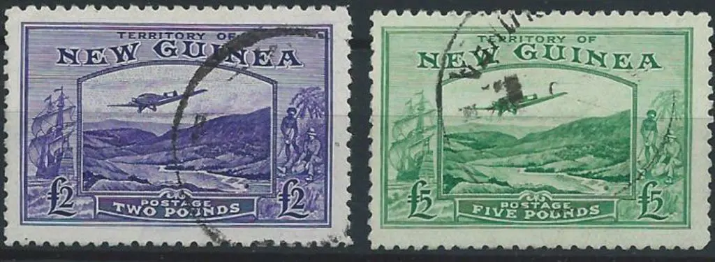 1935 £2 bright violet & £5 emerald green. Both F/U ... Image 1++