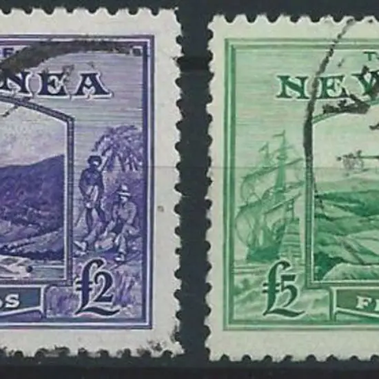 1935 £2 bright violet & £5 emerald green. Both F/U ...