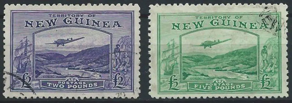 1935 £2 bright violet & £5 emerald green. Both F/U ... Image 1++
