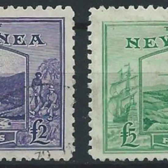 1935 £2 bright violet & £5 emerald green. Both F/U ...
