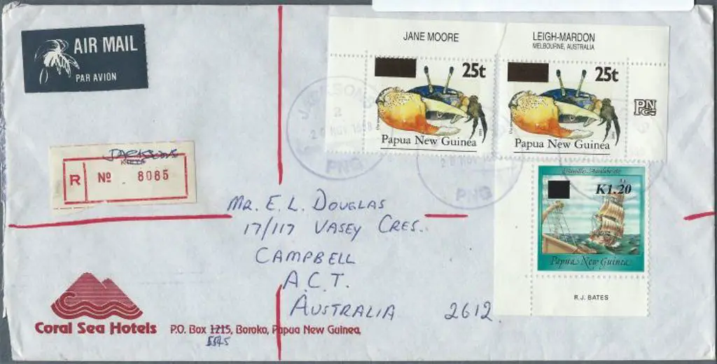 1998 (20th Nov) Registered cover to Australia with ... Image 1++