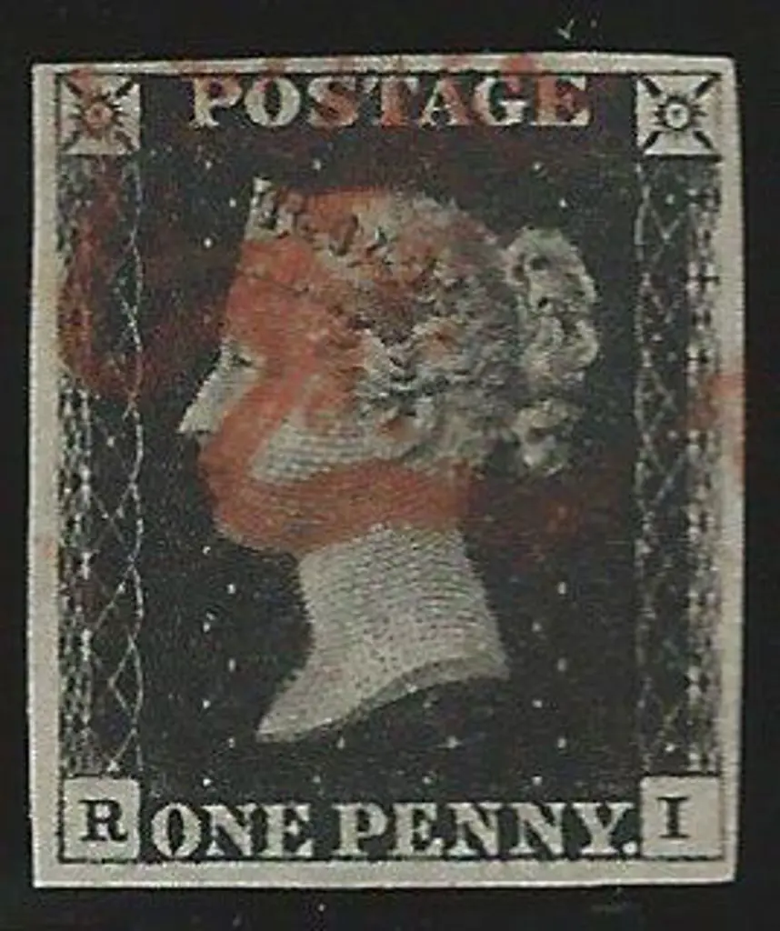 1840 1d intense black with red Maltese Cross ... Image 1++