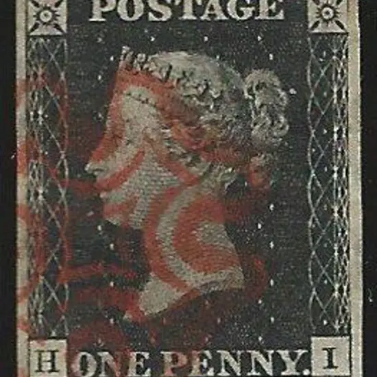 1840 1d intense black with clear red Maltese ...