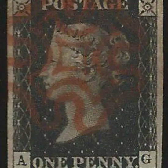 1840 1d intensive black. Crisp red Maltese Cross ...