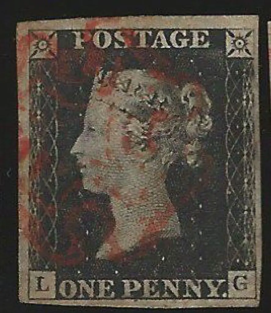 1840 1d black Plate 1b with partial red Maltese ... Image 1++