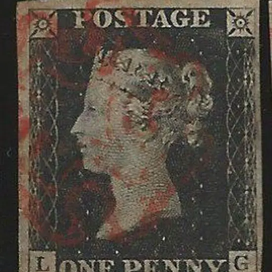 1840 1d black Plate 1b with partial red Maltese ...