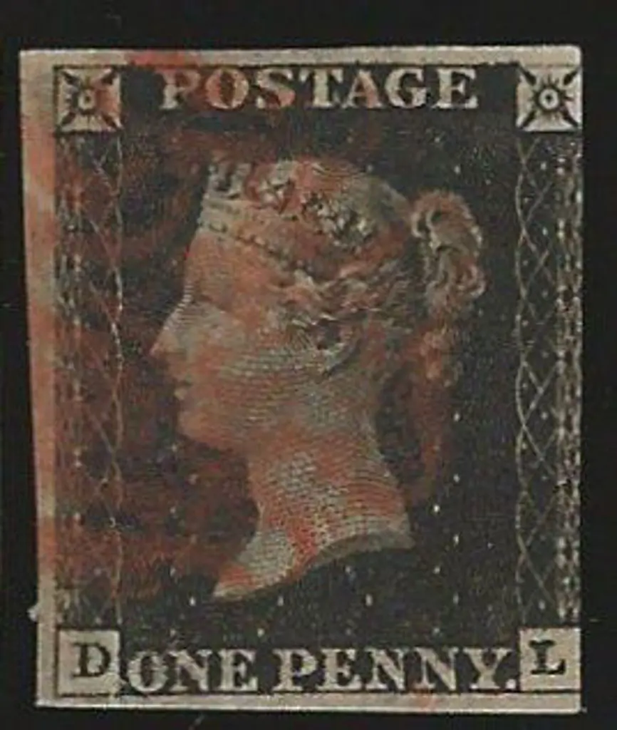1840 1d black Plate 1b with smudged red Maltese ... Image 1++
