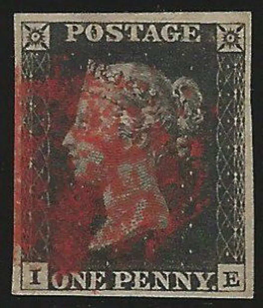 1840 1d black Plate 1b with smudged red Maltese ... Image 1++