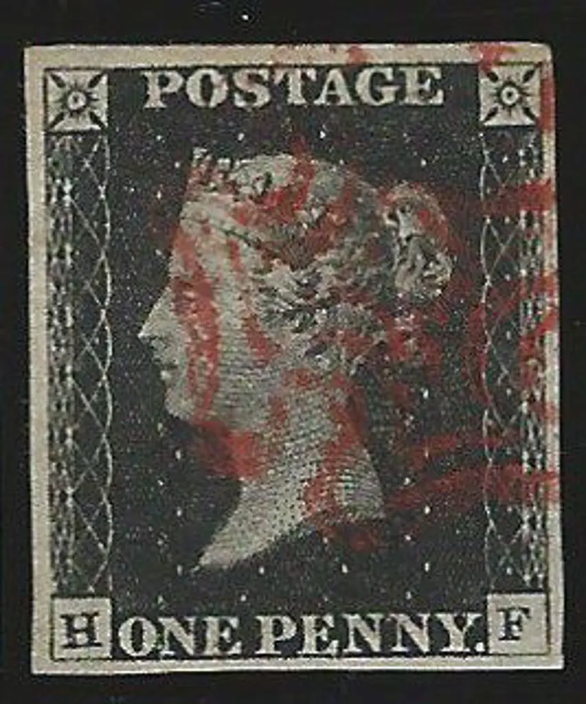 1840 1d black Plate 1b with crisp partial red ... Image 1++