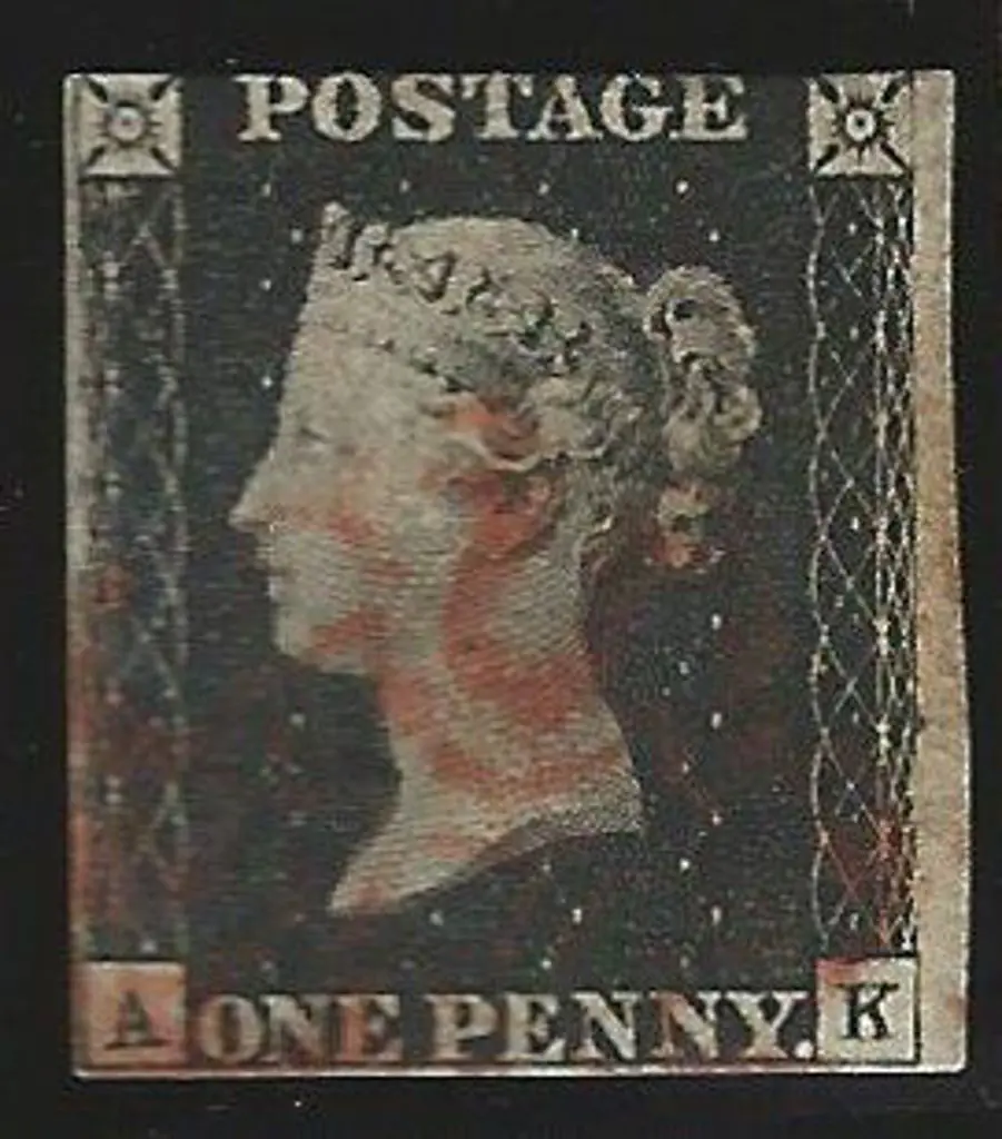 1840 1d black Plate 4 with partial red Maltese ... Image 1++