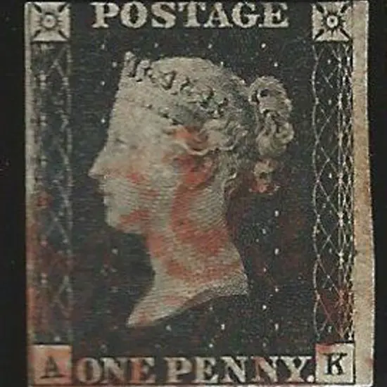 1840 1d black Plate 4 with partial red Maltese ...