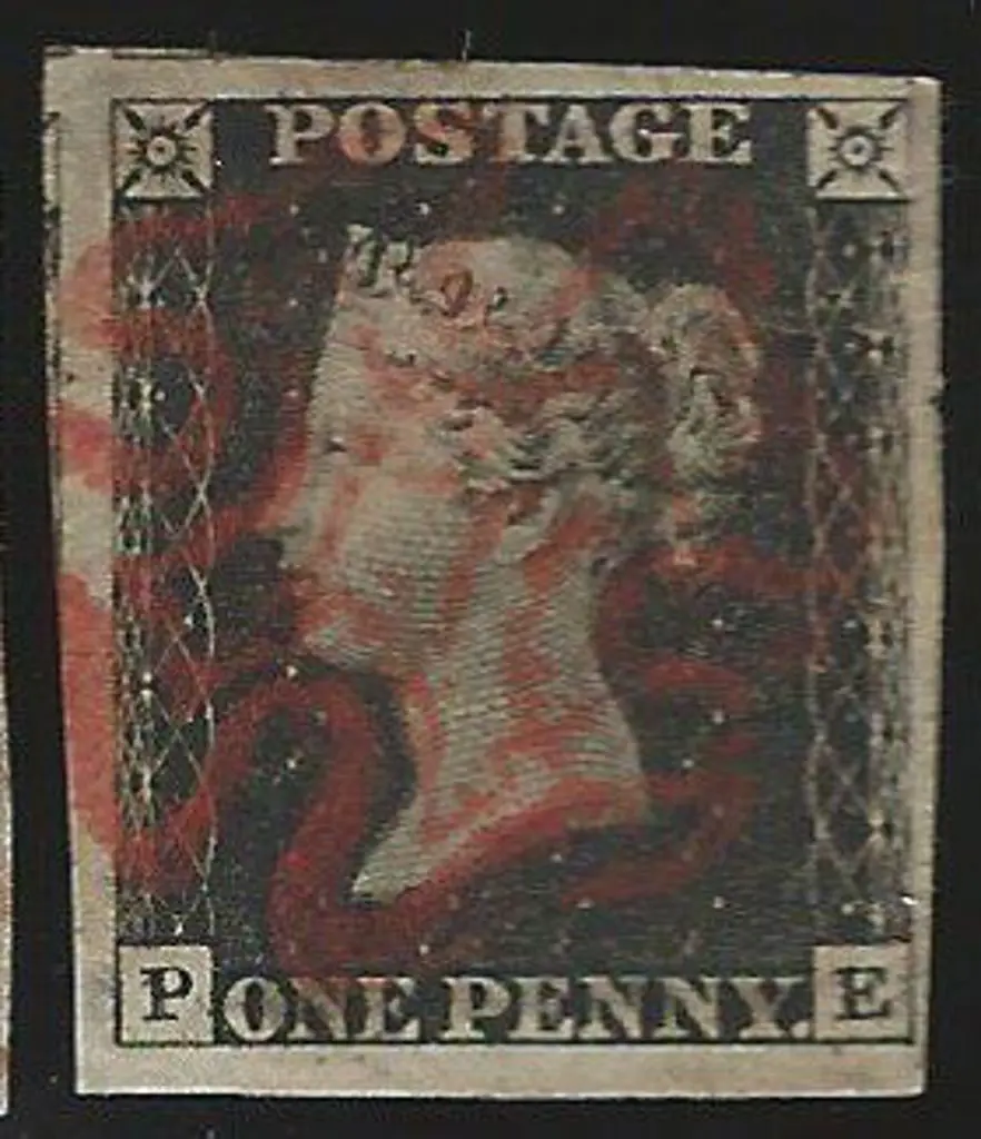 1840 1d black Plate 4 with light red Maltese Cross ... Image 1++