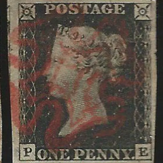 1840 1d black Plate 4 with light red Maltese Cross ...