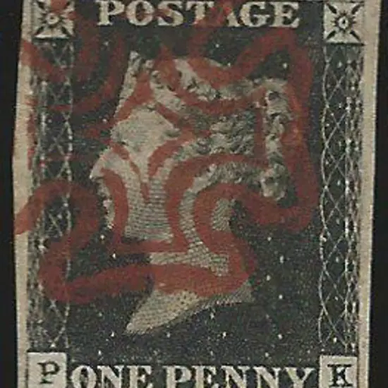 1840 1d black Plate 4 with bold red-brown Maltese ...