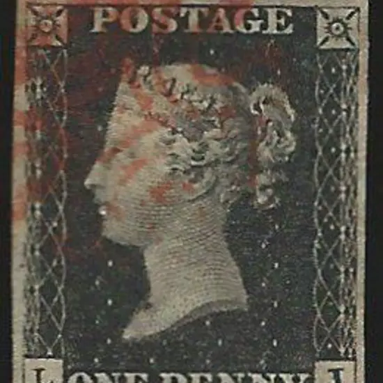1840 1d black Plate 4 with corner red Maltese ...
