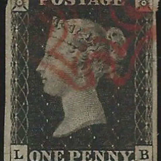 1840 1d black Plate 5. Neat partial red Maltese ...