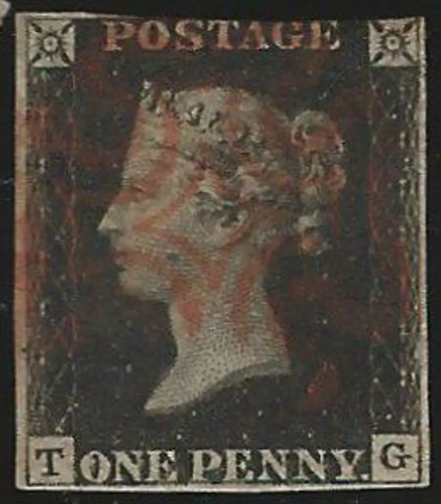 1840 1d black Plate 8 with central red Maltese ... Image 1++