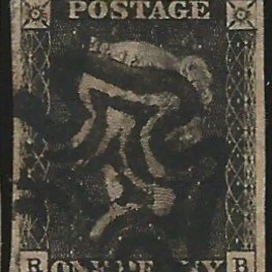 1840 1d black Plate 9, with bold, almost full ...