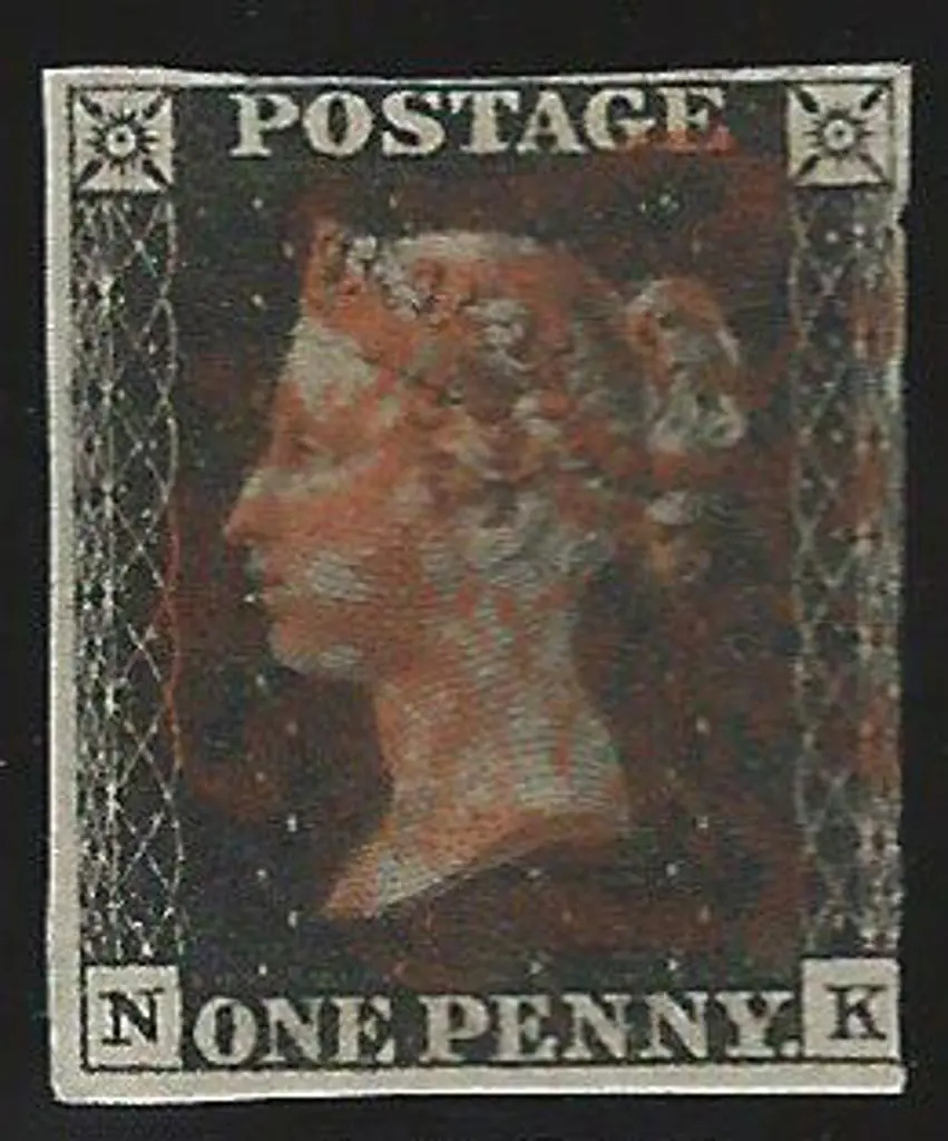 1840 1d black used with red central Maltese Cross ... Image 1++