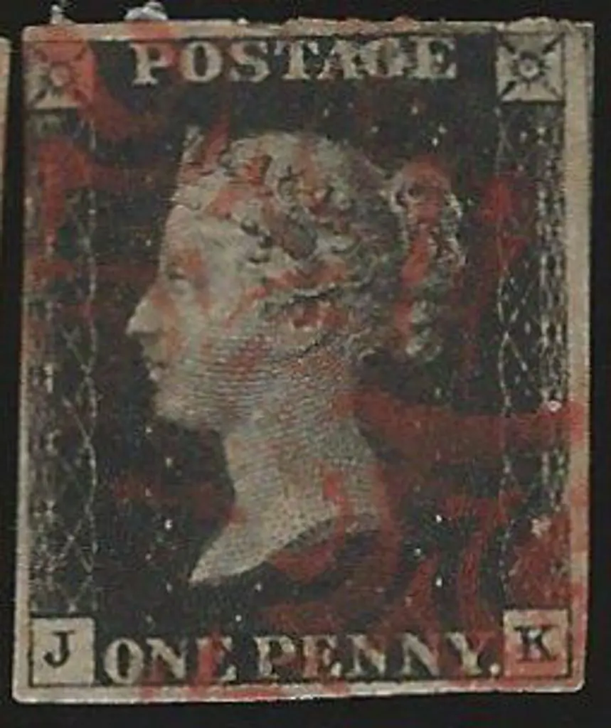 1840 1d black with double strike of red Maltese ... Image 1++
