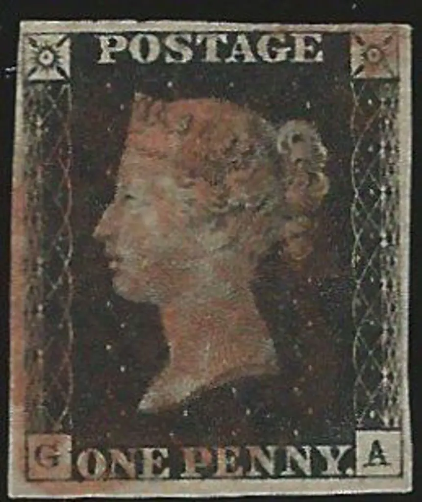 1840 1d black with indistinct red Maltese Cross ... Image 1++
