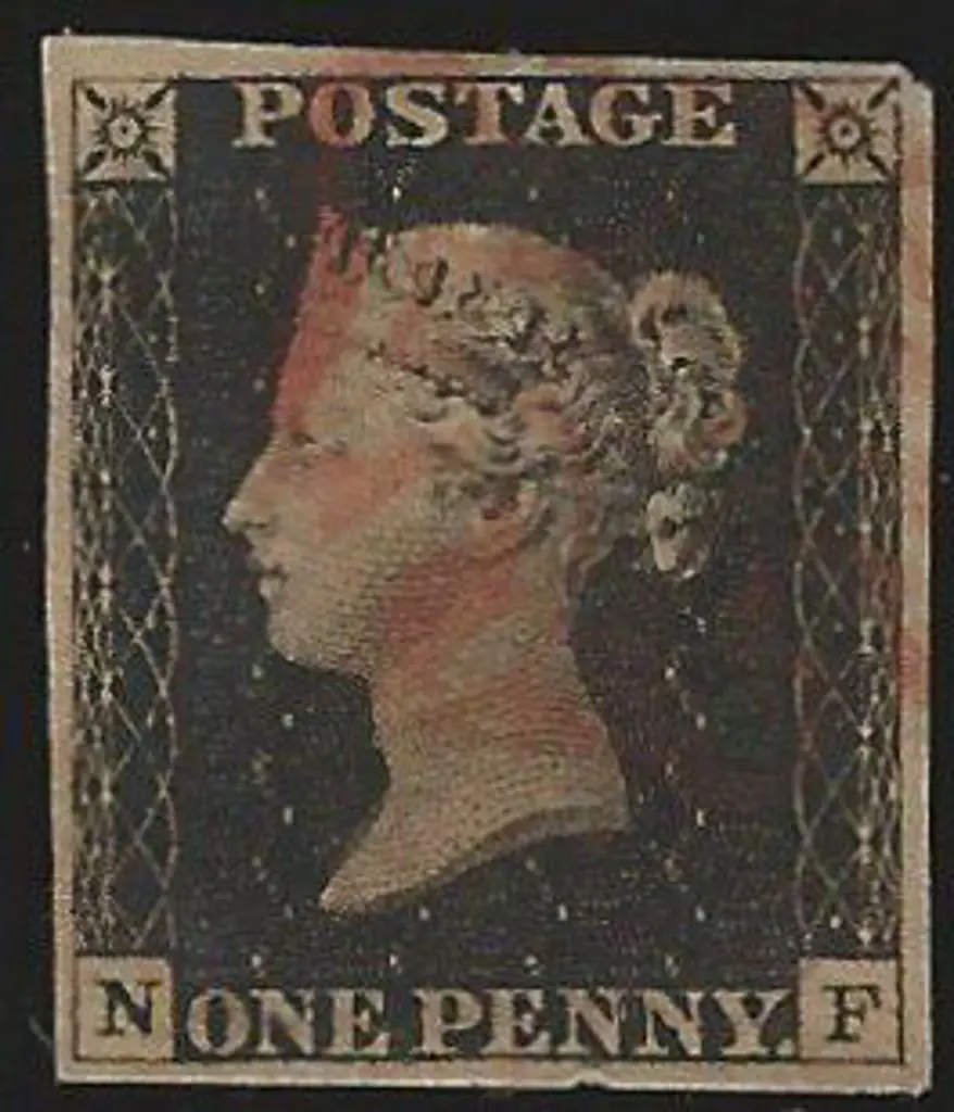 1840 1d black with indistinct red Maltese Cross ... Image 1++