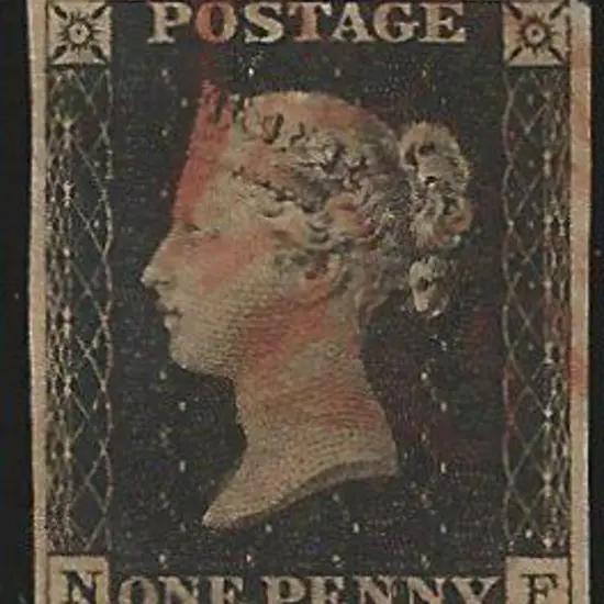1840 1d black with indistinct red Maltese Cross ...