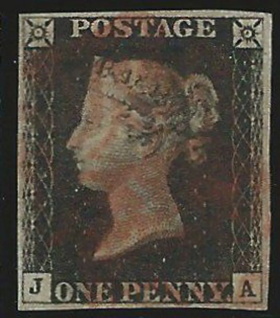 1840 1d black with light red Maltese Cross. 4 ... Image 1++
