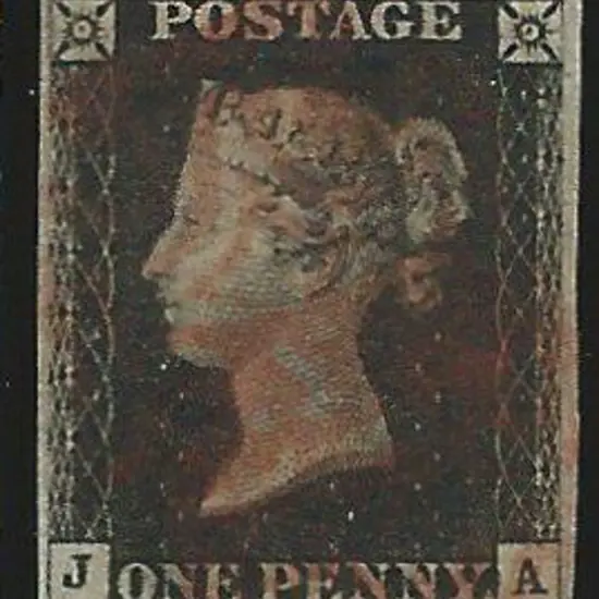 1840 1d black with light red Maltese Cross. 4 ...