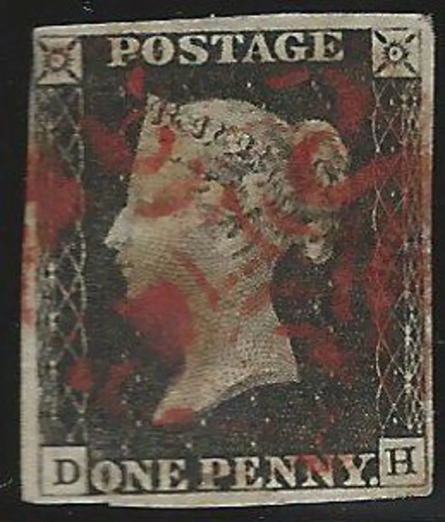 1840 1d black with part red Maltese Cross pmk. 4 ... Image 1++