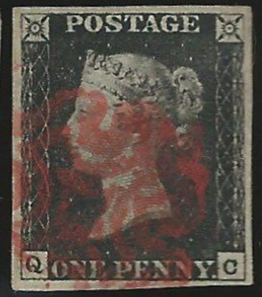 1840 1d black with inverted wmk. F/U by red ... Image 1++