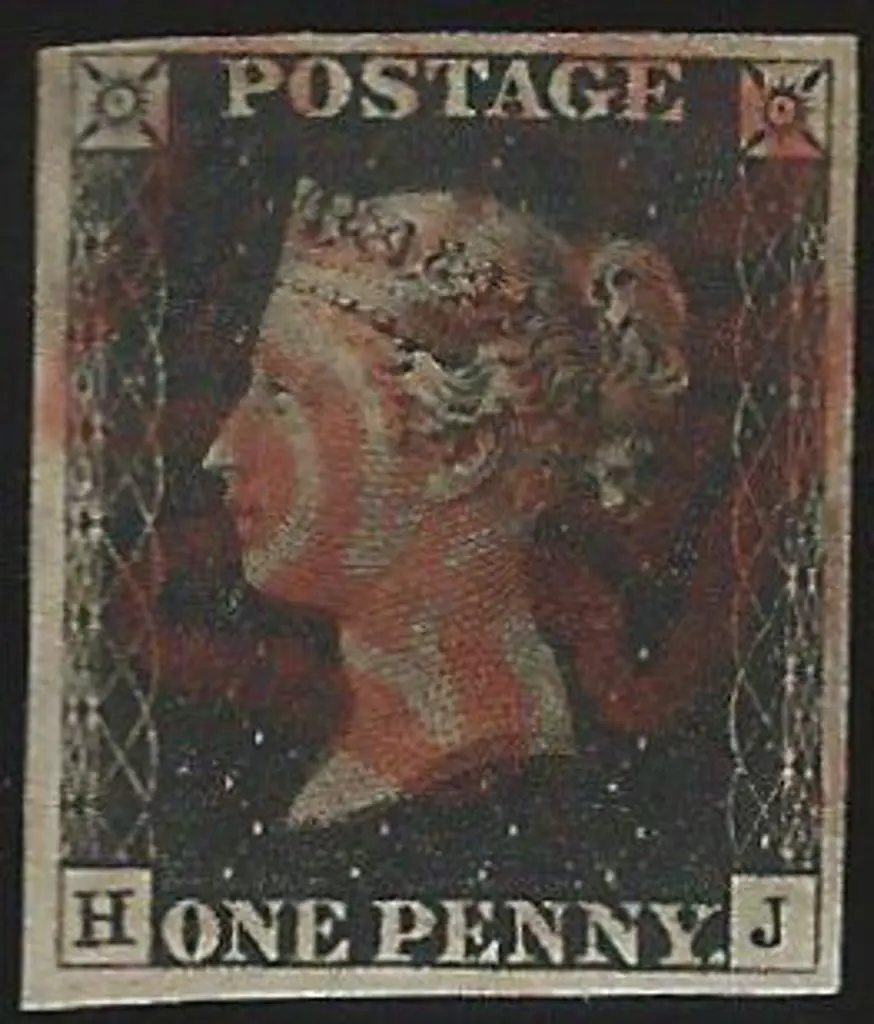 1840 1d grey black with red Maltese Cross. Close ... Image 1++