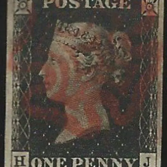 1840 1d grey black with red Maltese Cross. Close ...