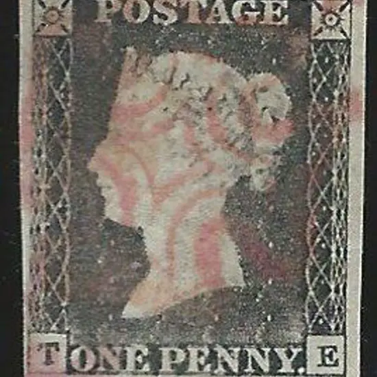 1840 1d grey black Plate 1a with red Maltese Cross ...