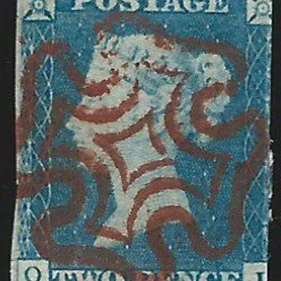 1840 2d blue. Superb used by a crisp full red ...